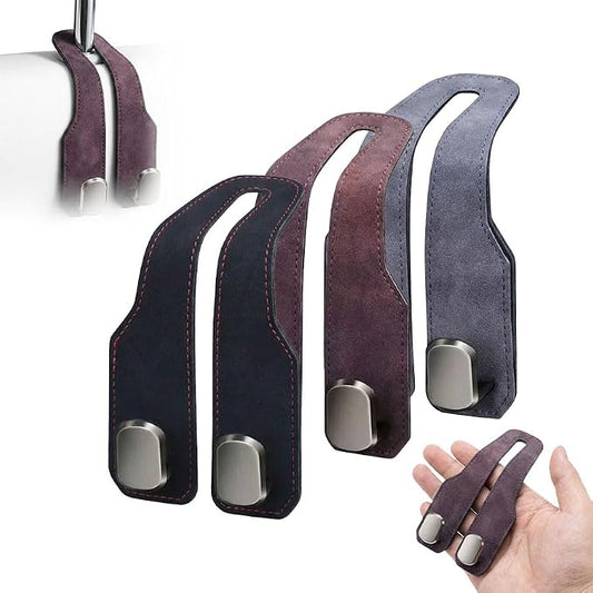 Car Seat Back Storage Hook, 2026 New Car Seat Headrest Hook for Purses and Bags, Leather Car Seat Back Storage Hooks, Car Seat Hangers Organization Accessories (Mix 3pcs)