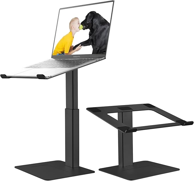 Laptop Stand for Desk, Ergonomic Aluminum Laptop Stand Adjustable Height from 7-15", Sitting and Standing Laptop Riser for 10-17" Notebook
