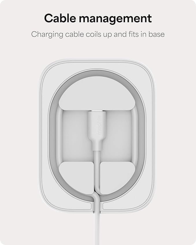 Mophie 2-in-1 Wireless Charging Stand - Qi2-Certified, MagSafe Charger for iPhone & AirPods – Fast Charging Station with Adjustable Phone Stand & Cable Management – Up to 15W Power