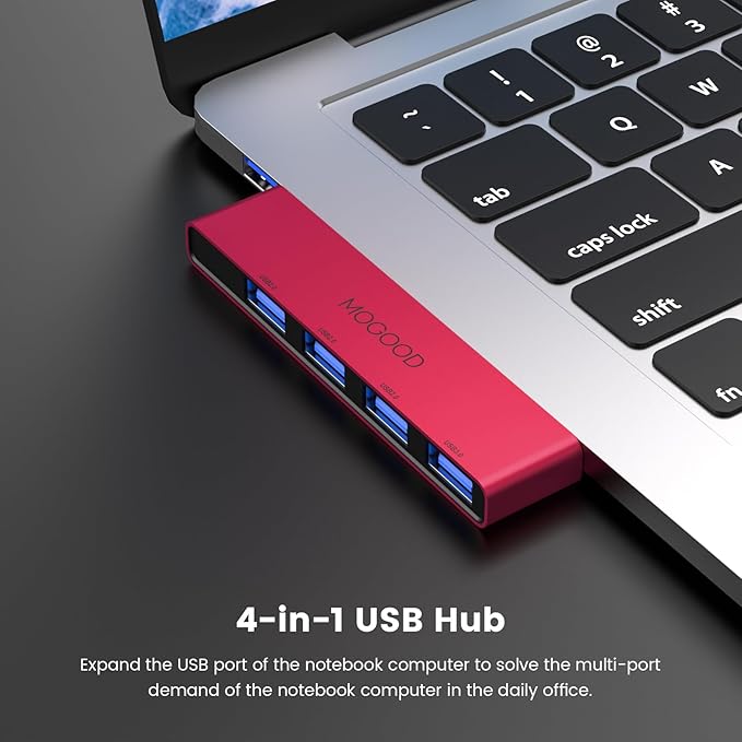 MOGOOD USB Hub 3.1 - USB Port Splitter & Expander for Laptop, Xbox, Flash Drive, HDD, Console, Printer, Camera, Keyboard, Mouse