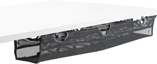 VIVO Under Desk 36 inch Mesh Net Cable Management with Power Strip Holder, Wire Organizer, Adjustable Home Office Standing Desk Cord Storage, Black, DESK-AC36MH-S