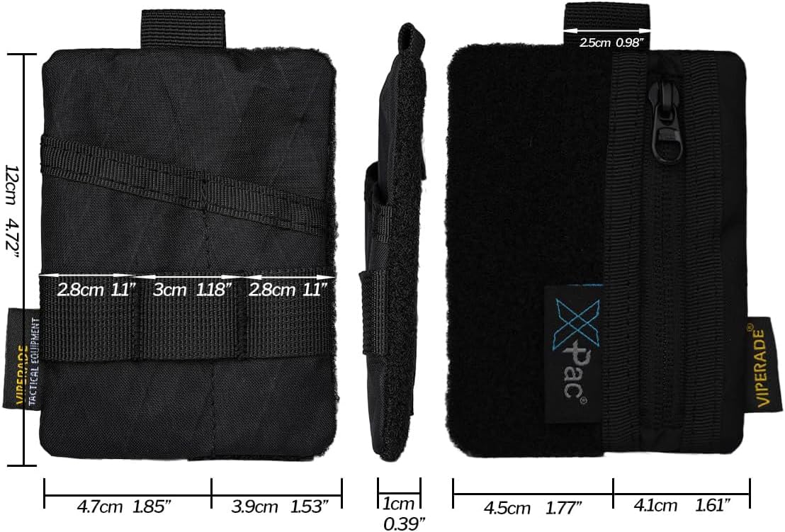 VIPERADE VE15 Small EDC Pouch, Pocket Organizer, EDC Pocket Pouch with DIY Patches Area, EDC Pocket Organizer Wallet for Cards, Small Tool Pouch for EDC Gears
