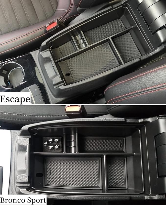 Vesul Center Console Organizer Compatible with Bronco Sport 2021-2026 Ford Escape 2020-2026 Storage Tray ABS Insert Organizer Glove Pallet Storage Console Separation