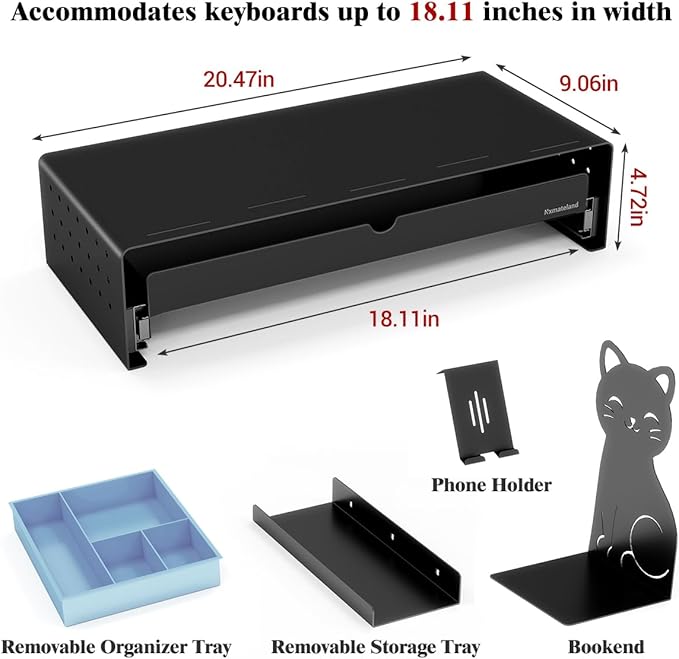Heavy Duty Metal Monitor Stand, Strong Support Desk Organizer with Storage Shelf, Ergonomic Riser for Computer, Laptop & Printer, Space-Saving Desktop Organizer for Office Home