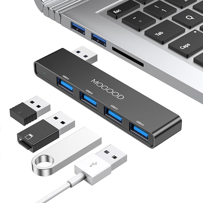 USB Hub 3.0 MOGOOD USB Hub for Laptop USB Splitter USB Port Splitter USB Port Expander USB Multiport Adapter Laptop, Xbox, Flash Drive, HDD, Console, Printer, Camera,Keyborad, Mouse