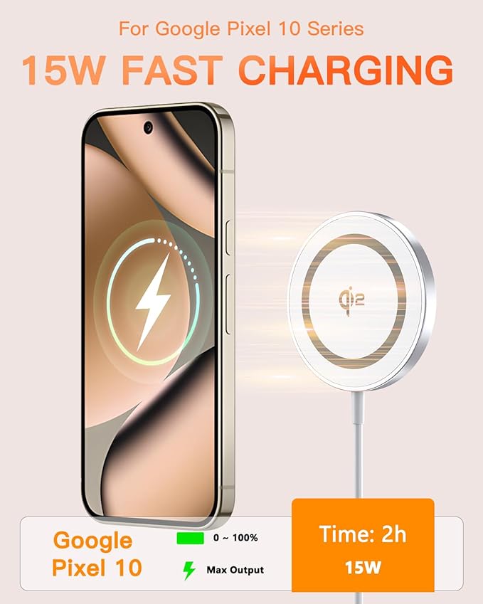 for Mag-Safe Charger 2 Pack,Qi2 Certified 15W Magnetic Wireless Charger Fast Charging Pad for iPhone 17 16 15 14 13 12&Airpods Pro 4 3 2 &Pixel 10 Series,Strong Magnet,Ultra-Thin