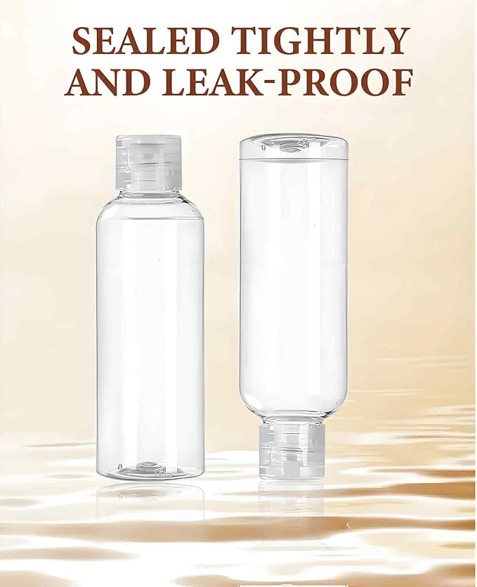 8 Pack 3.4 oz (100 ml) Plastic Travel Bottles for Toiletries, TSA Approved Leak Proof Small Clear Bottles with Labels
