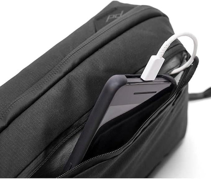 Peak Design Tech Pouch, Black, Electronics Organizer for Travel or Everyday Carry, Origami-Style Storage, Cable Pass-Through, Weatherproof Recycled Nylon, Gear Carry Bag for Men and Women