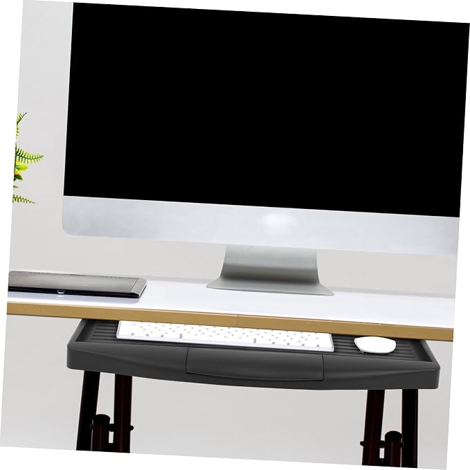 jojofuny Keyboard Tray Clamp On Keyboard Tray Under Desk Under Desk Pull Out Platform with Pencil Drawer Out Computer Drawer for Typing（Black）