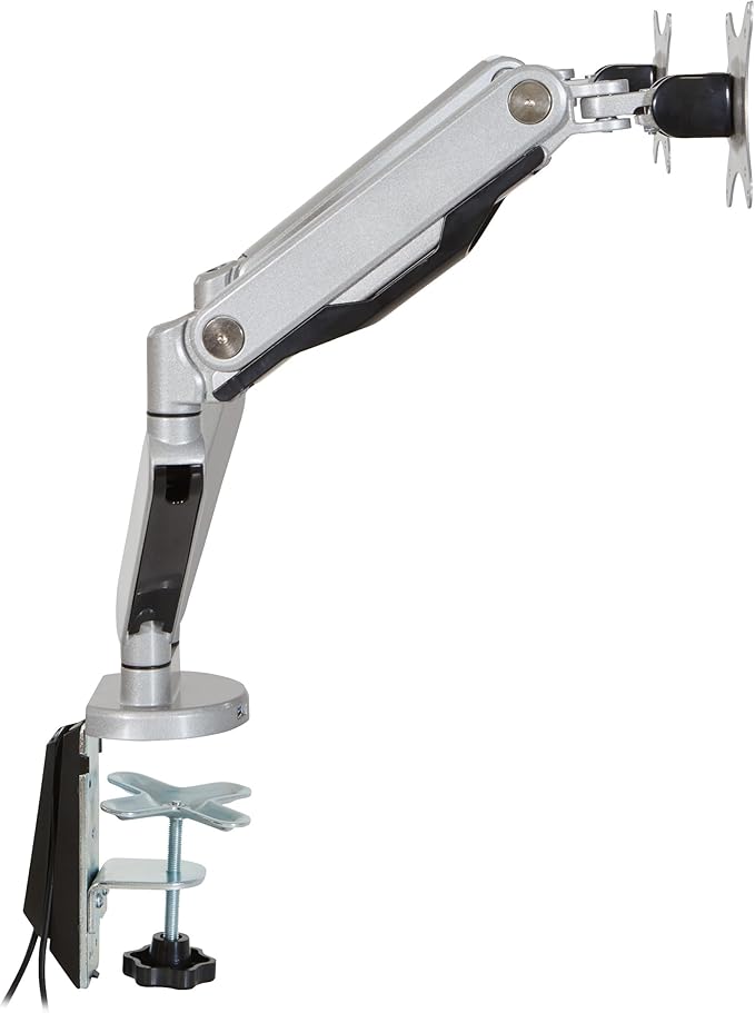 Office Star Ascend II Double Monitor Arms with Dual USB 3.0 Ports, 3-Point Rotation and VESA Mounting Bracket for 17-inch to 30-inch Monitors, Silver
