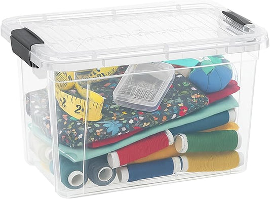 Superio Mini Deep Storage Organizer Bin with Lid X-Deep Small Clear Storage Box with Latch for Home, Kitchen, Garage- Store Toys, Food, Supplies, and Hair Accessories (2.4 Quart)