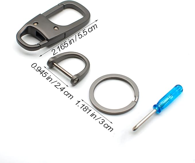 MECHCOS Metal Keychain Car Fob Key Chain Holder Clip with Detachable Valet Key Ring & Anti-Lost D-Ring for Men and Women - Gunmetal