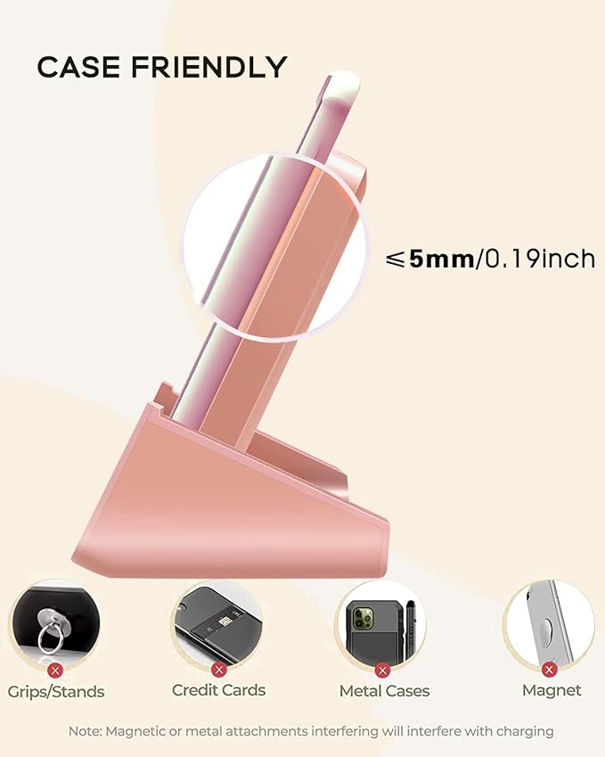 Wireless Charger YUWISS Wireless Charging Stand Cordless Charger 10/7.5/5W Compatible with iPhone 14 13 12/12 /11Pro Max/XR/XS Max/XS/X/8/8Plus Galaxy S22/S21/S9/S9+/S8/S8+ Note (Rose Gold)