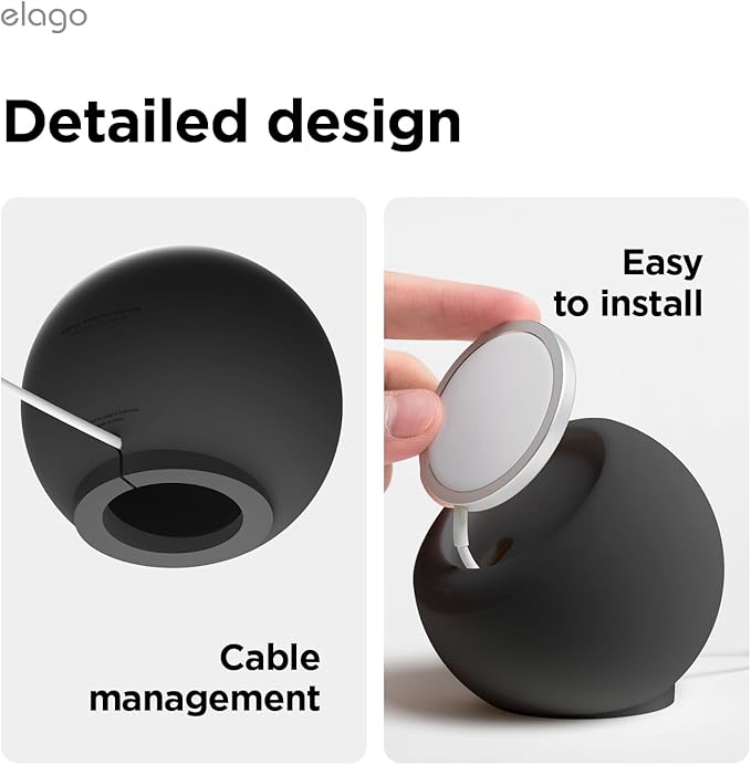 elago MS2 Charging Stand Compatible with MagSafe Charger - Premium Silicone, Compatible with iPhone 17/16/15/14/13/12 Series, Designed for MagSafe Stand [Black] [Charging Cable Not Included]