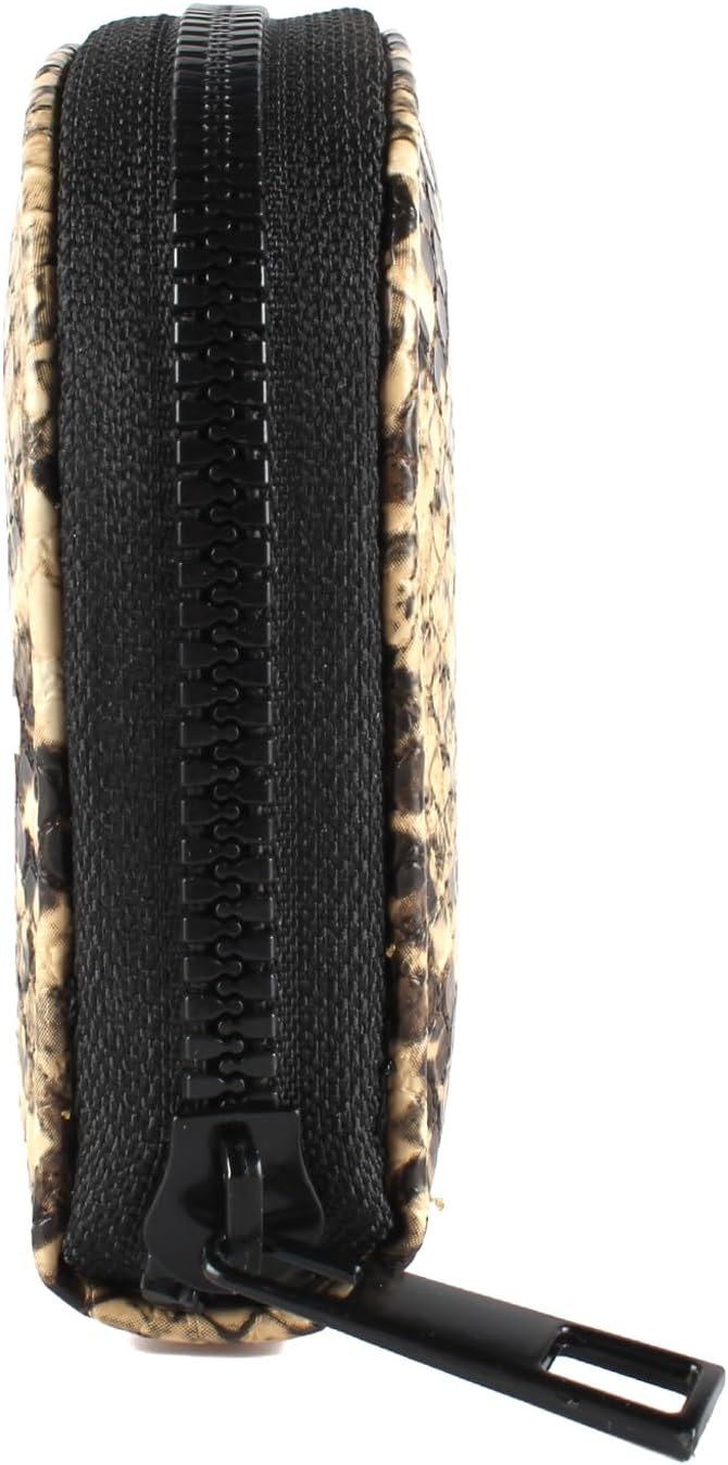 Small Zip Wallet Credit Card Wallet Coin change case Holder for women PU Leather(Sand Snake)