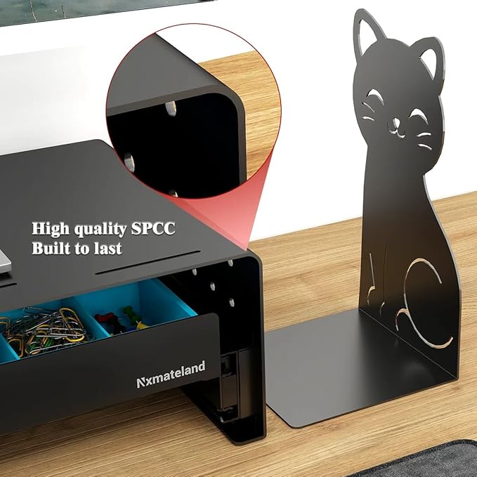 Heavy Duty Metal Monitor Stand, Strong Support Desk Organizer with Storage Shelf, Ergonomic Riser for Computer, Laptop & Printer, Space-Saving Desktop Organizer for Office Home