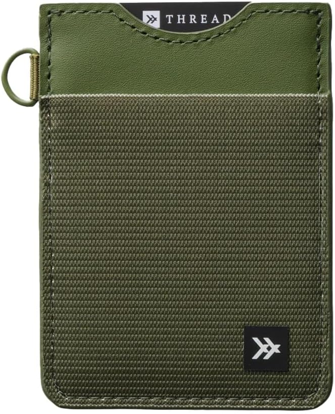 Thread Wallets Ultra Slim Minimalist Leather Card Holder Wallet (Olive)