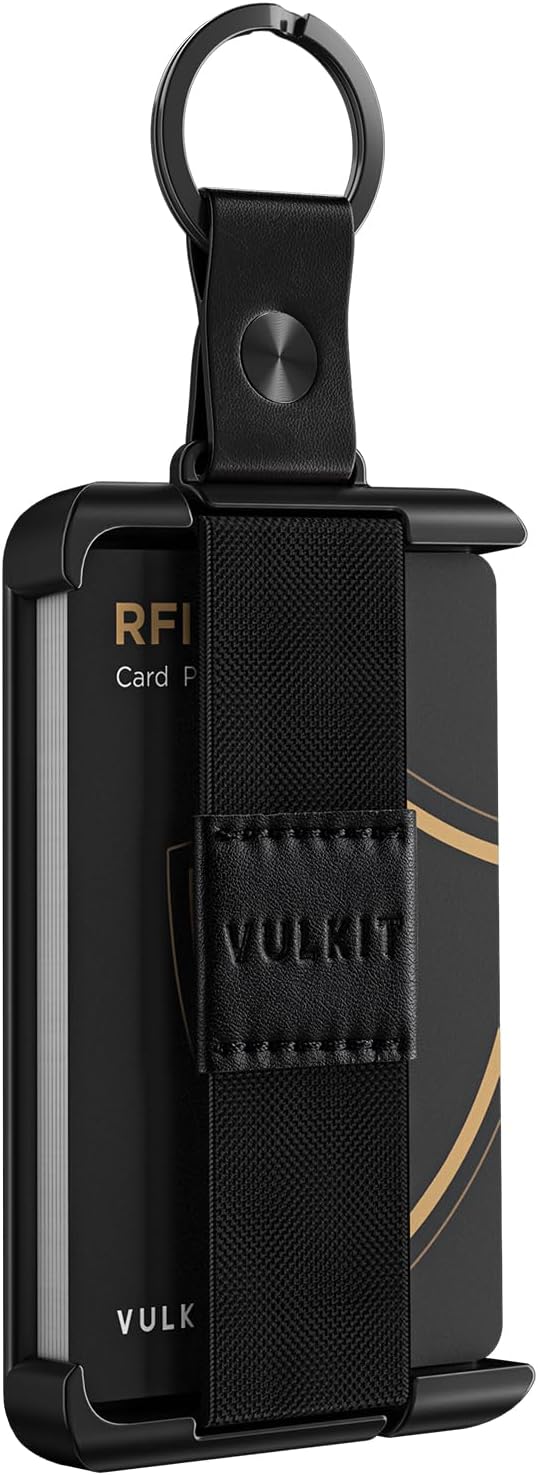 VULKIT Minimalist Slim Wallet For Men Front Pocket Alumimum Credit Card Holder Wallet With RFID/NFC Blocking Cards Black