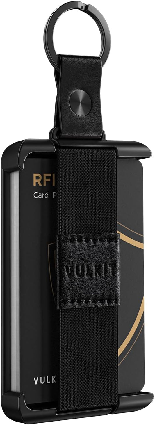 VULKIT Minimalist Slim Wallet For Men Front Pocket Alumimum Credit Card Holder Wallet With RFID/NFC Blocking Cards Black