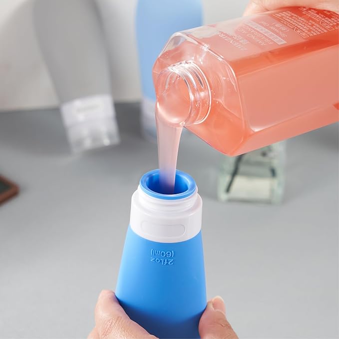 INSFIT Travel Bottles for Toiletries, TSA Approved 3oz Travel Size Containers, BPA Free Leak Proof Squeezable Silicone Tubes for Shampoo Conditioner Lotion Body Wash with Labels