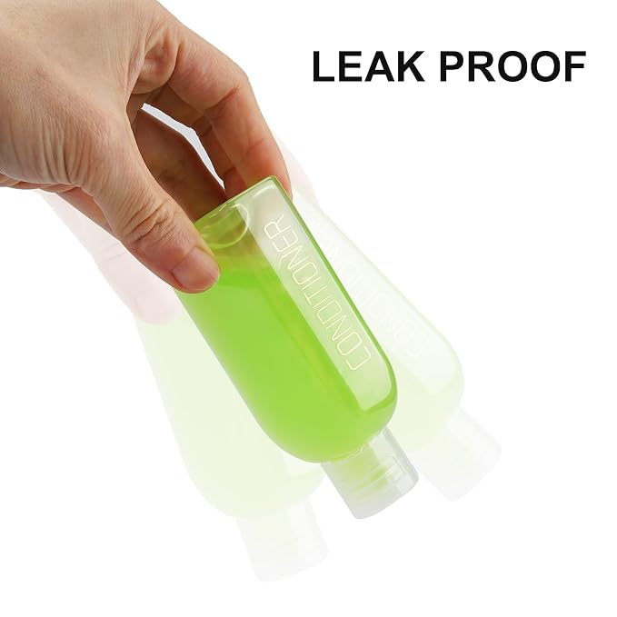 Cosywell Travel Bottles for Toiletries 8pcs 3.4oz Pre-print Travel Shampoo and Conditioner Bottles TSA Approved Travel Size Containers Leak Proof Small Plastic Squeeze Bottles with Flip Cap