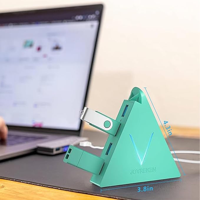 USB 3.0 Hub,4 Port USB Hub Tower,2ft Cable USB Splitter for PC, Xbox One, PS4, PS5, iMac, Surface Pro, XPS, Laptop, Desktop, Flash Drive, Mobile HDD (Green)
