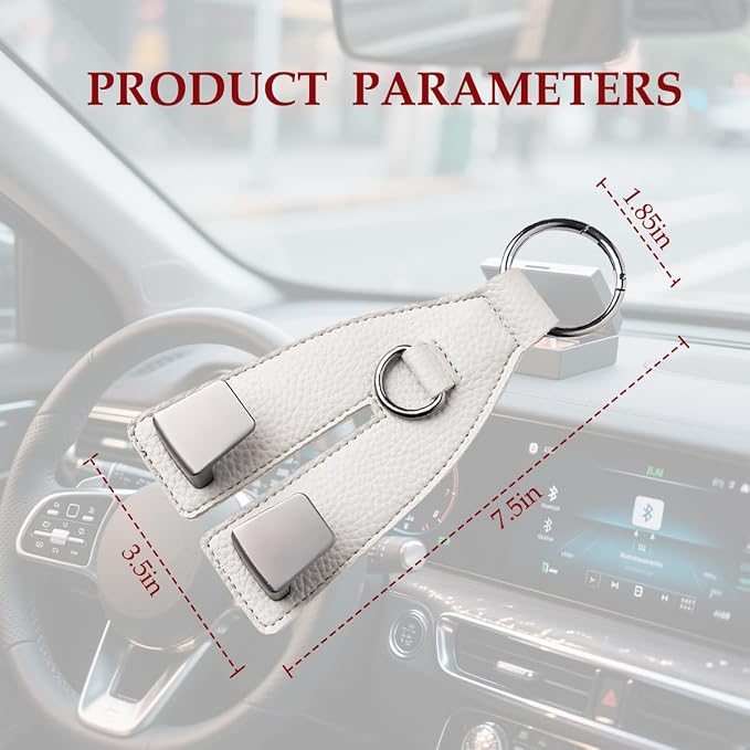 Car Seat Headrest Hook, Leather Metal Dual Hook Vehicle Seat Back Storage Hanger Holder for Purses Coats Handbags, Automotive Backseat Organizer, Universal for Sedan Truck SUV (Grey)