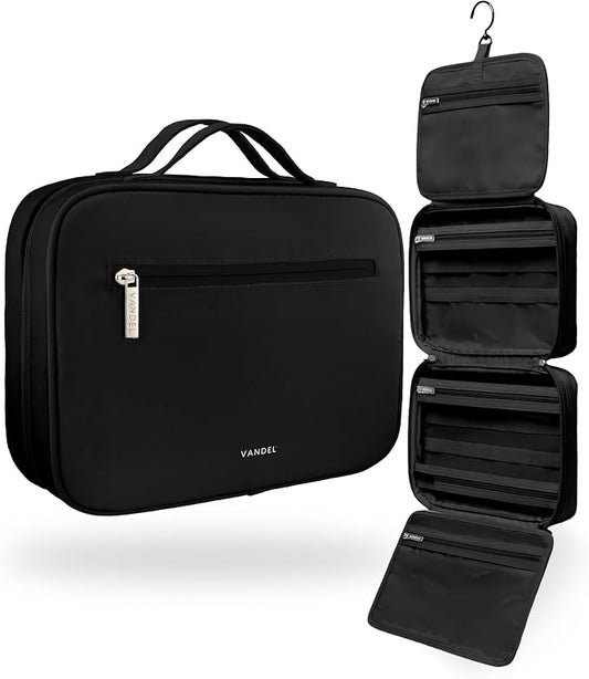 VANDEL Waterproof Hanging Toiletry Bag [TSA-Approved] Hanging Makeup Organizer Bag, Cosmetic Travel Bags for Women, Makeup Case Toiletries Organizer Hygiene Bathroom Shower Caddy - Black