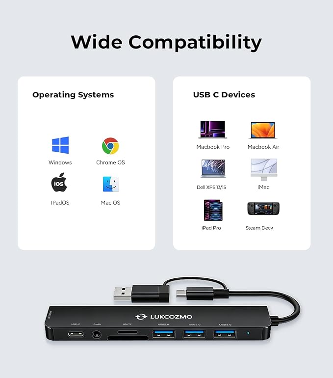 USB C Docking Station with Ethernet, 8 in 1 Docking Station to HDMI Adapter Displayport SD TF Card Reader, USB, 100W PD for USB C Thunderbolt 3 Laptops (Black)