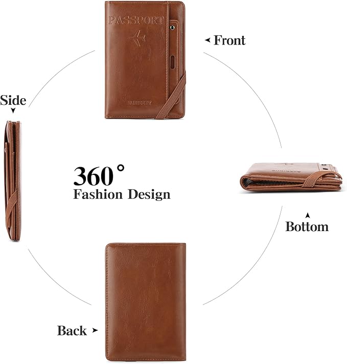 RNIEGA Rfid Passport Holder for Travel Women Men Passport Wallet Rfid Blocking with Card Slots and Pen Holder