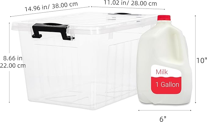 Citylife 22 QT Clear Plastic Storage Bins with Lids Stackable and Nestable Storage Boxes with Lids Large Plastic Storage Containers for Garage, Closet, Kitchen, 4 Packs