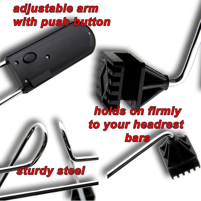 Zento Deals Chrome Car Seat Coat Rack Hanger 2 Pack - 11in to fit onto Most headrests…