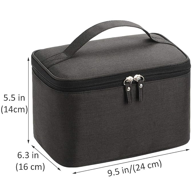 HOYOFO Women Makeup Bag Cosmetic Bags with Mesh Pocket Portable Travel Toiletry Bag for Women/Men, Black