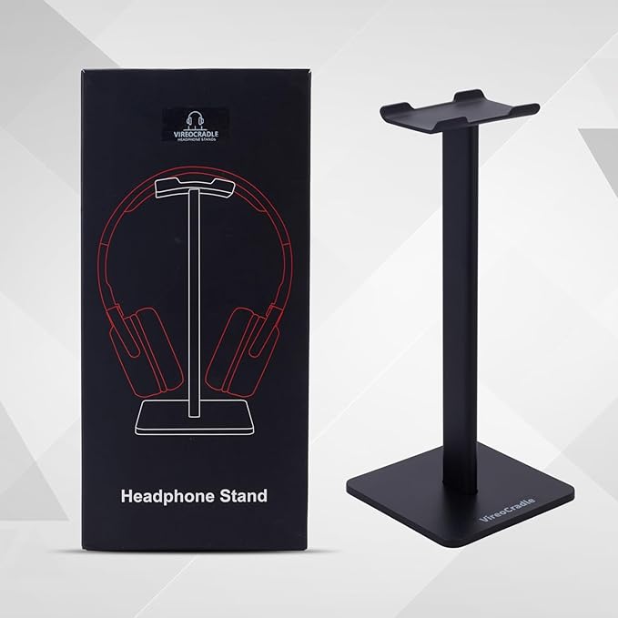 Headphone Stand for Desk - U Shaped Universal Headset Holder with Flexible Headrest, Sturdy Gaming Headphone Holder for Desk, Anti-Slip Base Headset Stand, Compatible with most Headphones (Black)