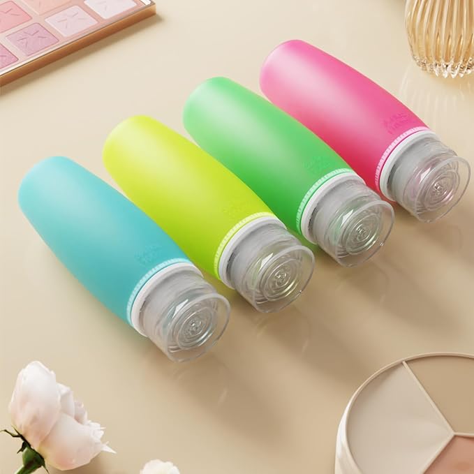 PACKISM 6 Pack TSA Approved Travel Bottles Set - Leak Proof 3.4oz Silicone Squeeze Containers for Toiletries, Refillable Accessories for Shampoo Conditioner Lotion Body Wash, BPA Free (Bottles Only)