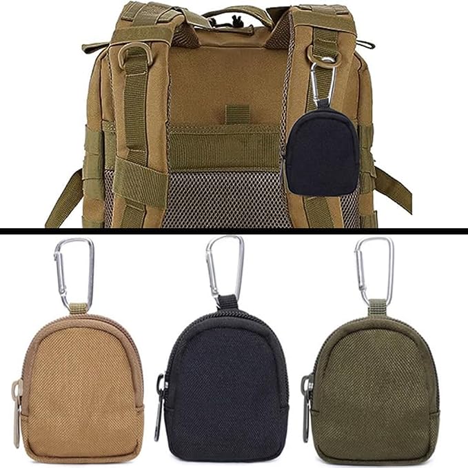 2 Pack Tactical Coin Purse - Military Pocket Keychain Pouch as Mini Tool Organizer Coin Car Key Waist Case Earphone Pack Backpack Accessory Pouch (Khaki-2pcs)
