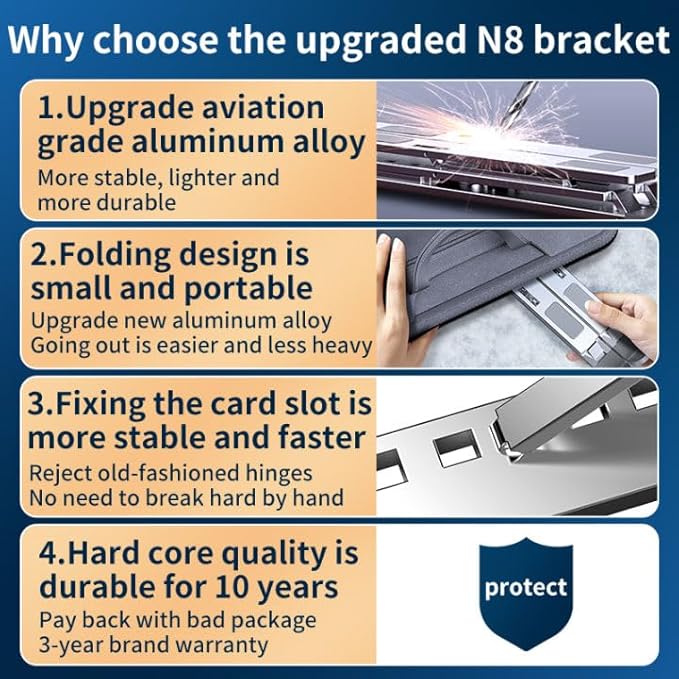 Adjustable Laptop Stand for Desk Portable Notebook Stand Aluminum Computer Holder for Desk Compatible with Lenovo，MacBook Air Pro, Dell XPS, HP，All 10-17.3?˜â€?Laptops-Silver