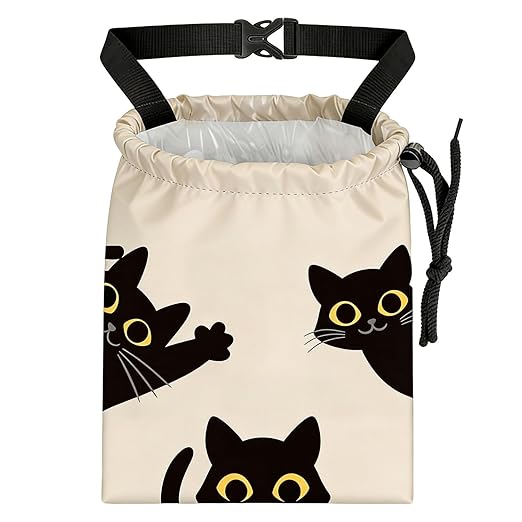 Three Black Cats Car Trash Bag - Waterproof Car Trash Bag Hanging Leakproof Car Garbage Bag - Washable Reusable Trash Bag For Car Interior Hanging Organizer Storage Vehicle Travelling Camping