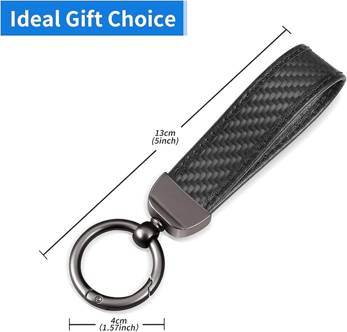 Real Carbon Fiber Car Keychain Minimalist Leather Edges Key Chain Holder Keychains Replacement Keychain Car Key Accessories