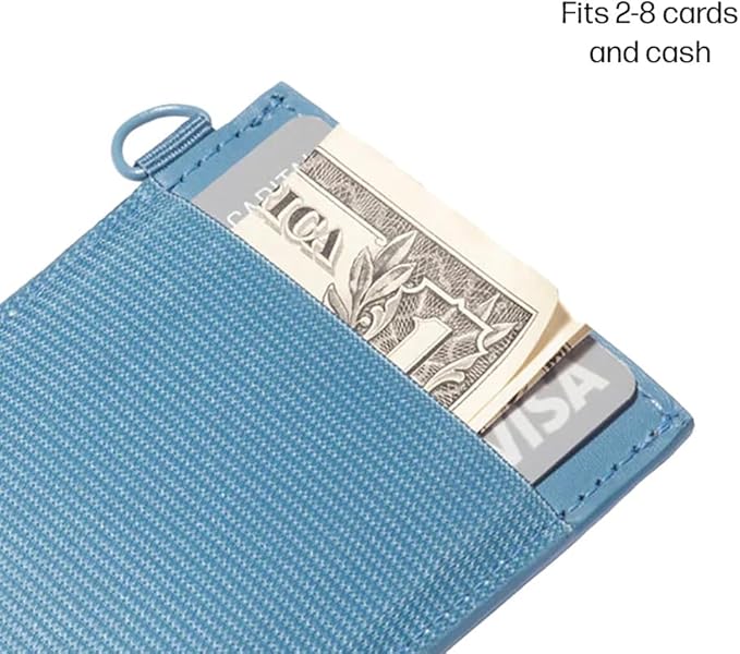 Thread Wallets Ultra Slim Minimalist Leather Card Holder Wallet (Surf Blue)