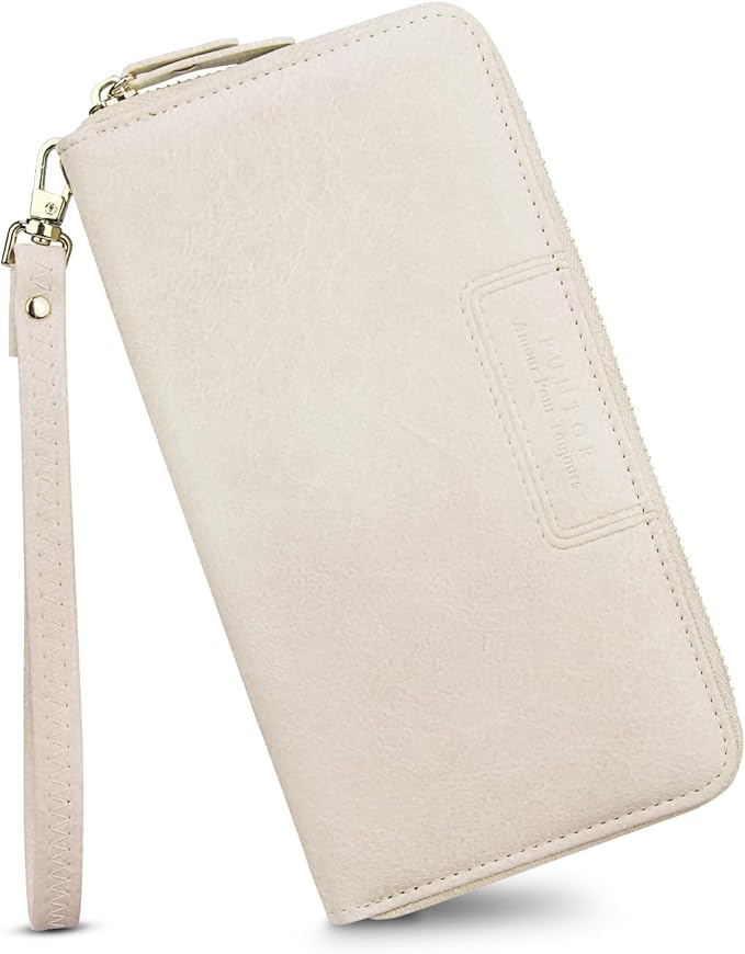 FT FUNTOR Wristlet Wallets for Women, Ladies PU Vegan Leather Clutch Wallet Zip around Phone Purse Card Holder Organizer