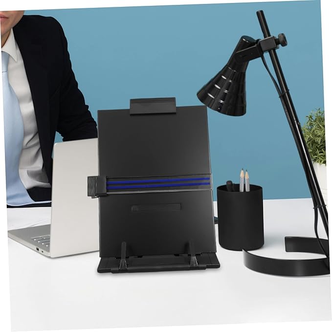 Adjustable Reading Stand for Desk Lightweight Copy Holder with Tilt Angle for Students and Office Use Black Document Holder