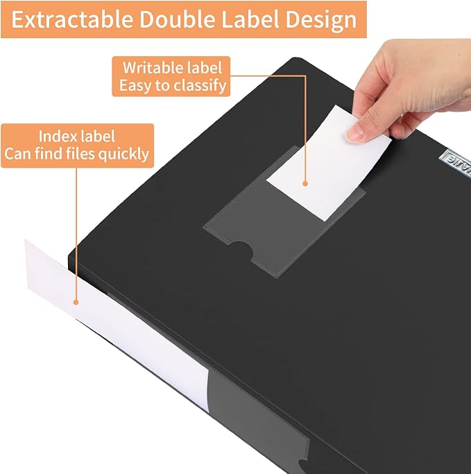 HUA JIE A4 Storage File Boxes Plastic Archives Cases with Lid, File Folder Organizer Document Filing Box for office,31×7.5×23.5 cm, Black(Pack of 4)