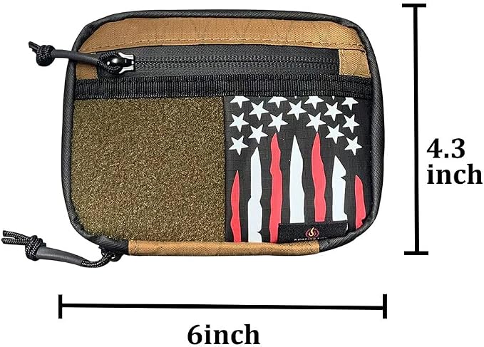 ROARING FIRE Brigos Men's Tactical Everyday Carry Gear Pouch - Waterproof Nylon Construction with RFID-Blocking Pocket, 3 Zippered Pockets and 5 Slip Pockets (American Flag Edition)