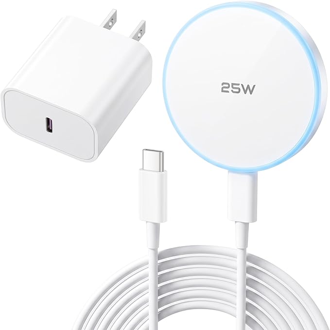 MagSafe Charger 25W Magnetic Wireless Charger Fast Charging Pad with 30W Adapter&4.2FT Type C Cable Compatible with iPhone 17/16/15/14/13/12 Series & AirPods 4/3/2/Pro