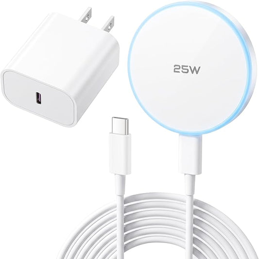 MagSafe Charger 25W Magnetic Wireless Charger Fast Charging Pad with 30W Adapter&4.2FT Type C Cable Compatible with iPhone 17/16/15/14/13/12 Series & AirPods 4/3/2/Pro