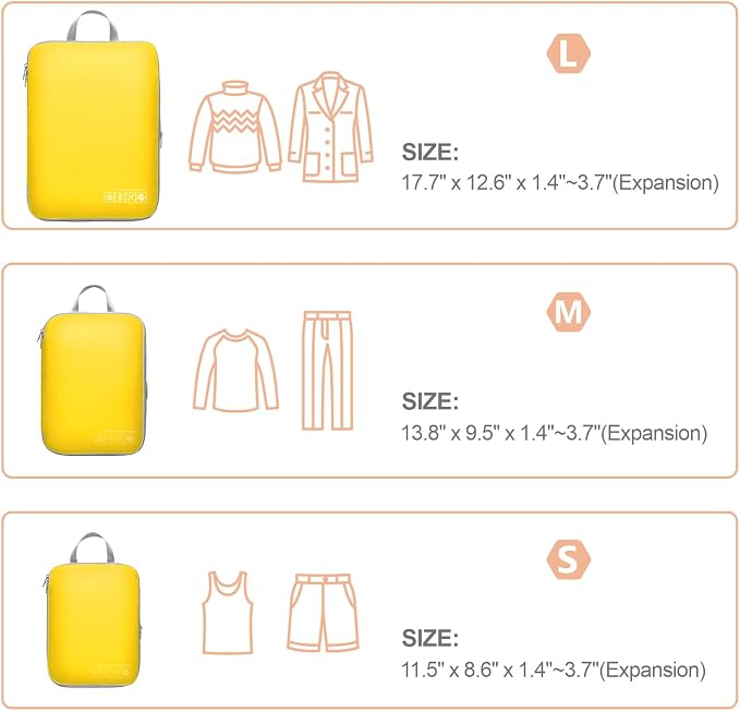 Cambond Compression Packing Cubes for Travel - Lightweight Expandable Travel Bags Luggage Organizers Travel Essentials Compression Cubes for Travel Space Saver for Carry on Suitcases Organizer