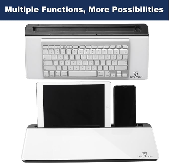 TSJ OFFICE Desktop Whiteboard Dry-Erase-Board - Computer Keyboard Stand White Board Surface Pad with Drawer, Desk Organizers with Accessories for Office, Home, School Supplies - Black