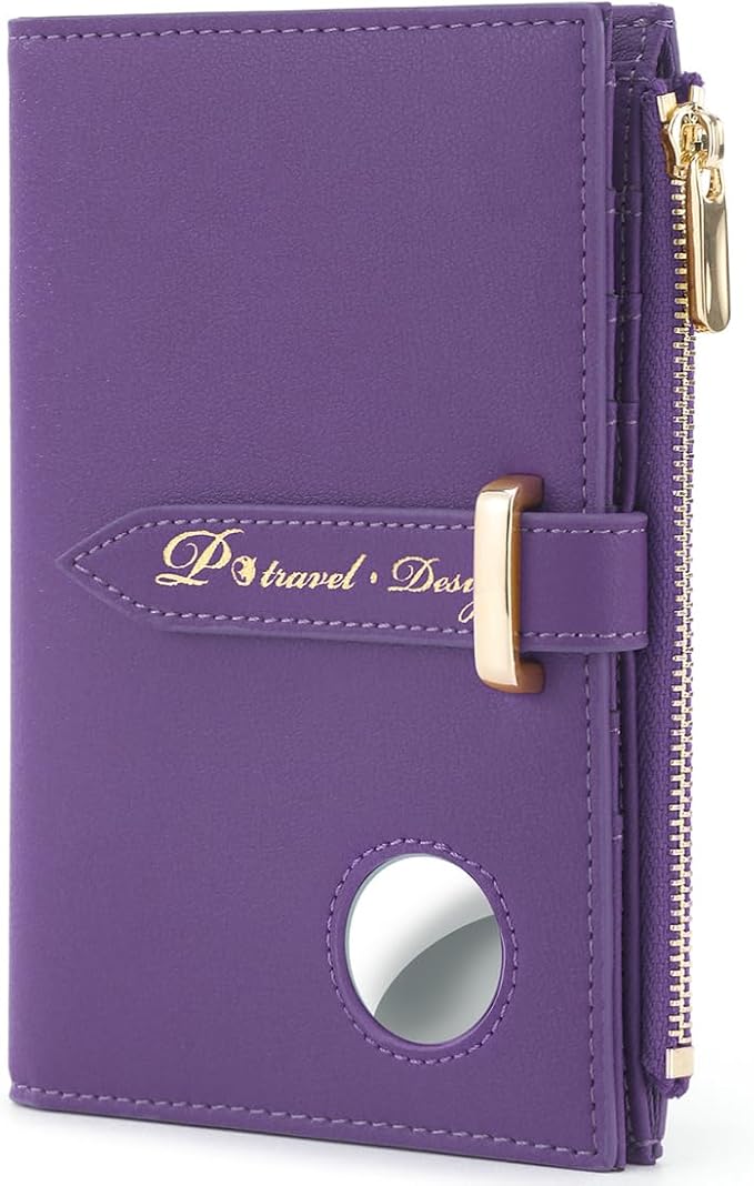 VanFn Airtag Passport Holder, RFID Travel Passport Wallet, Family Passport Holder, Ladies Bifold Air Tag Wallets, Slim Leather Credit Card Wallet For Women, Trip Document Organizer P.Travel Series