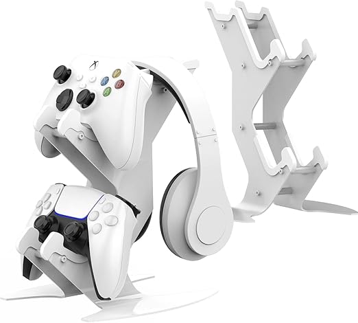 DOYO Controller Holder Stand, Universal Metal Material Game Controller Headset Stand Controller Accessories for Gamepad of PS5 / Xbox / PS4 / Switch （White
